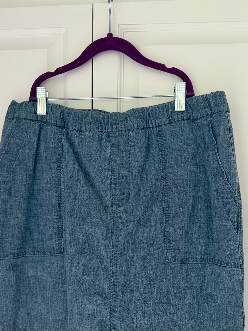 Lands' End Light Chambray Pull-On Mini Skirt Skort - Light Blue